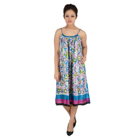 Hand Painted Gathered Silk Dress • Vritti Designs