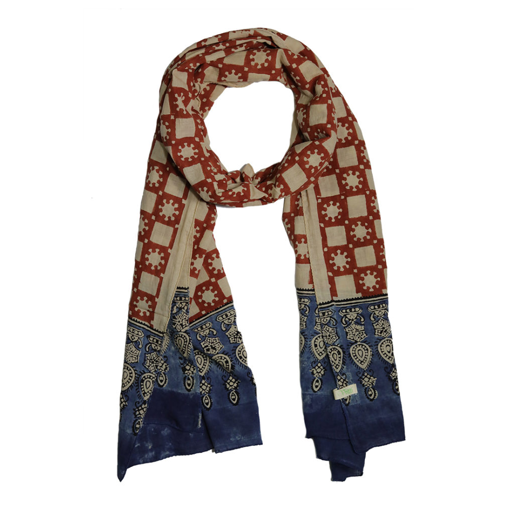 Ajrakh Print Scarf - Natural Dyed and Printed • Vritti Designs