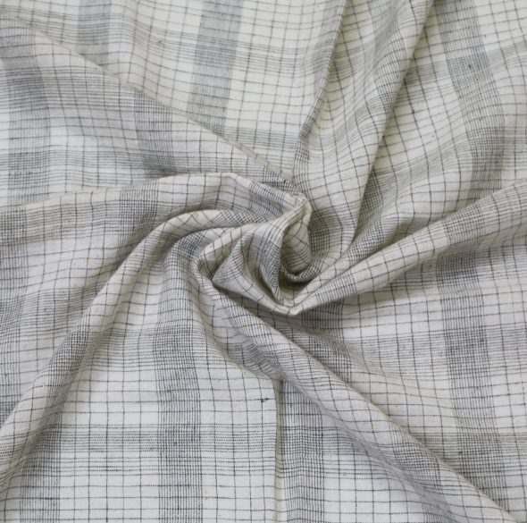 Handloom Cotton Fabric In uneven stripes & checks • Vritti Designs