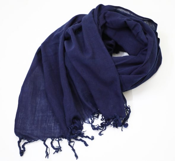 Indigo Blue Scarf in Handloom Cotton - Vritti Designs