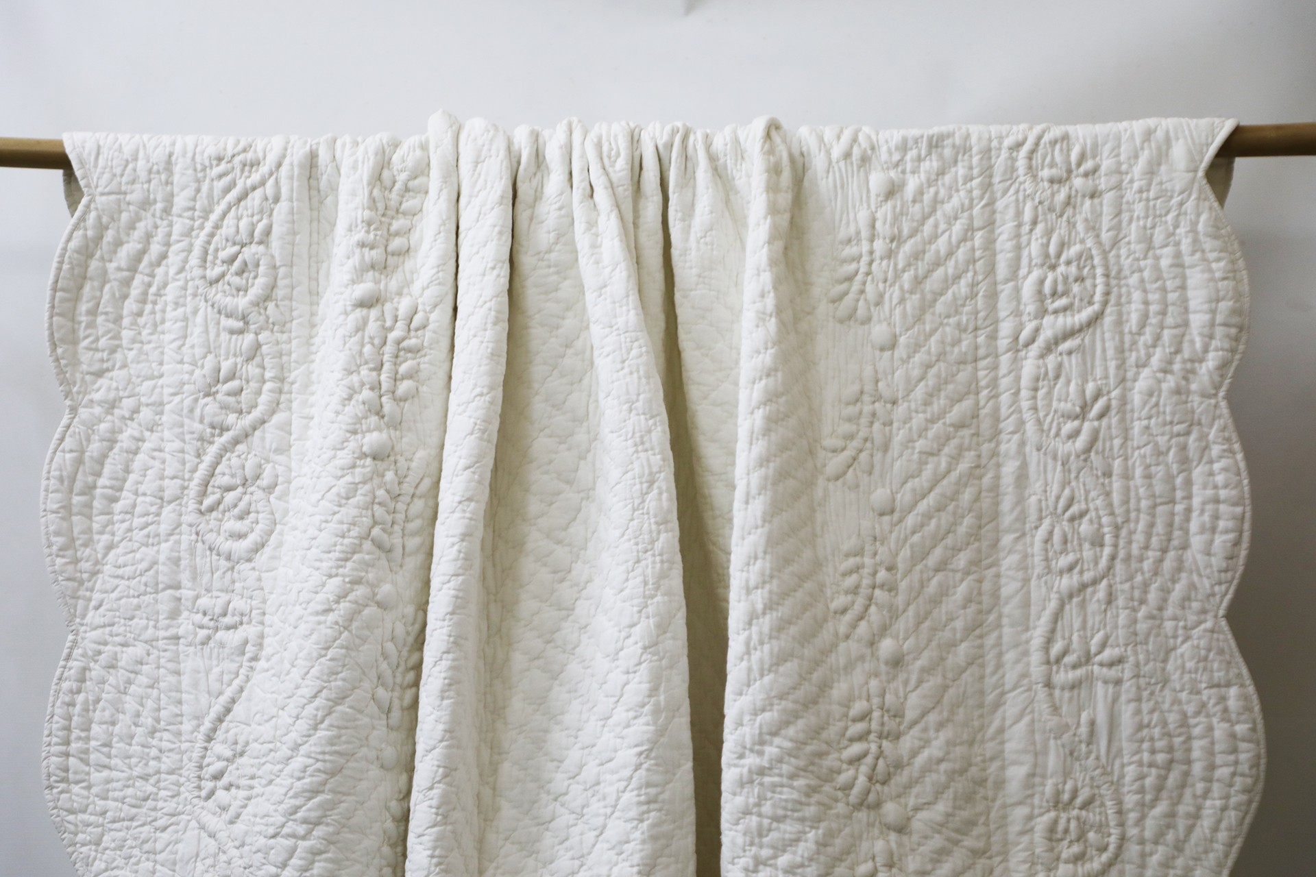 Embroidered White Twin Quilt In Cotton • Vritti Designs