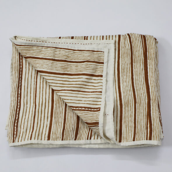Brown Striped Linen Throw