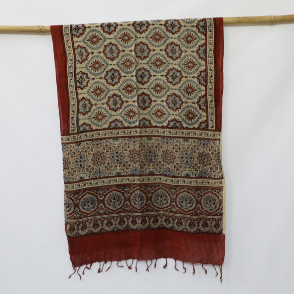 Ajrakh Print Scarf - Natural Dyed and Printed • Vritti Designs