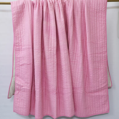 pink kantha quilt