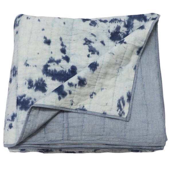 White and Blue Kantha Quilt