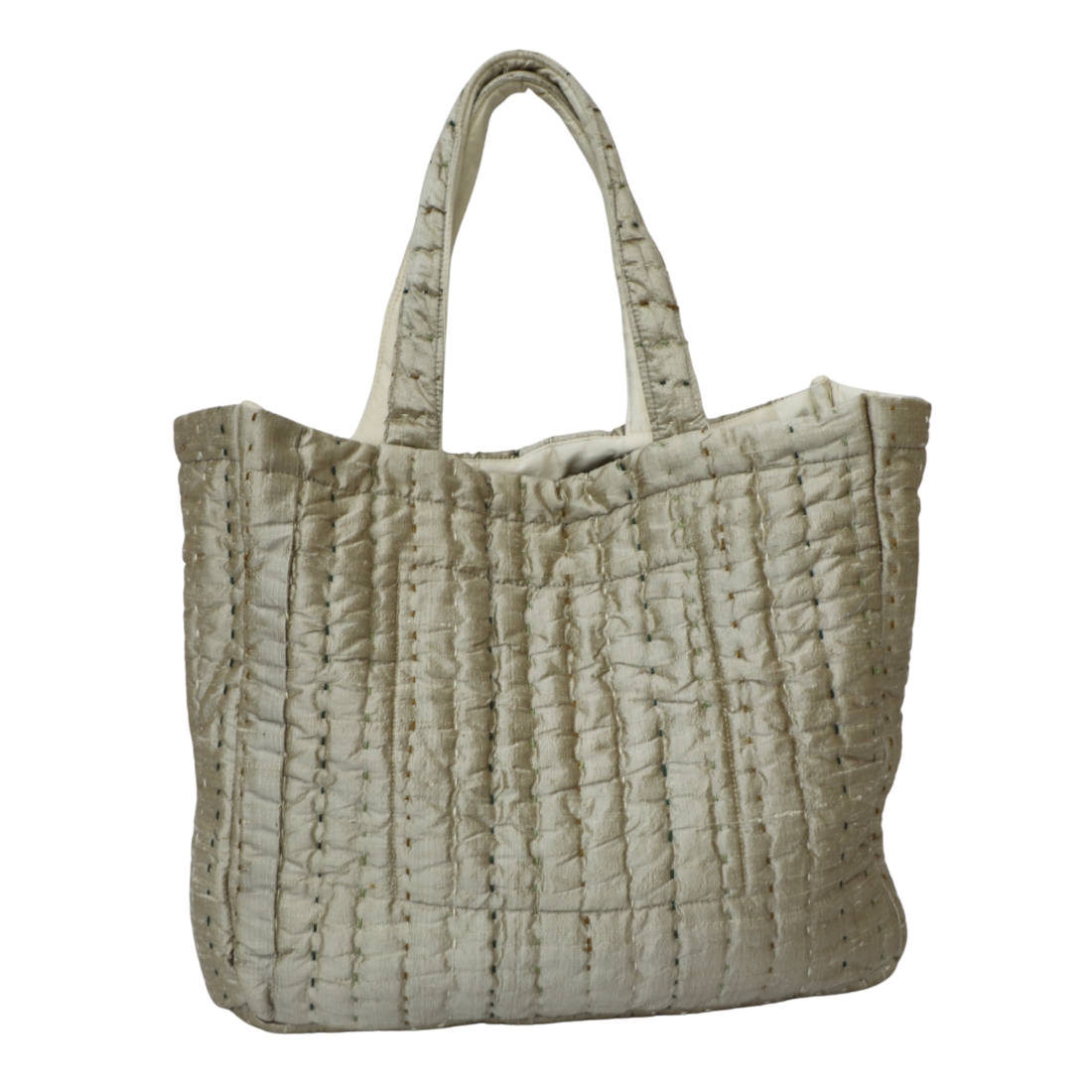 Kantha Quilted Shoulder Bag in Silk - Image 2