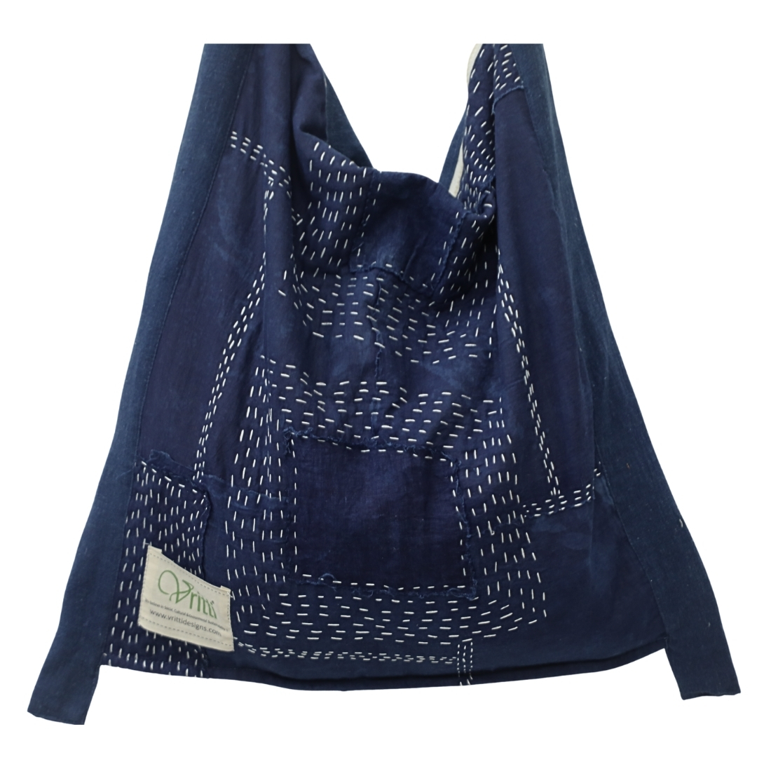 Indigo Kantha Patchwork Bag - Image 2