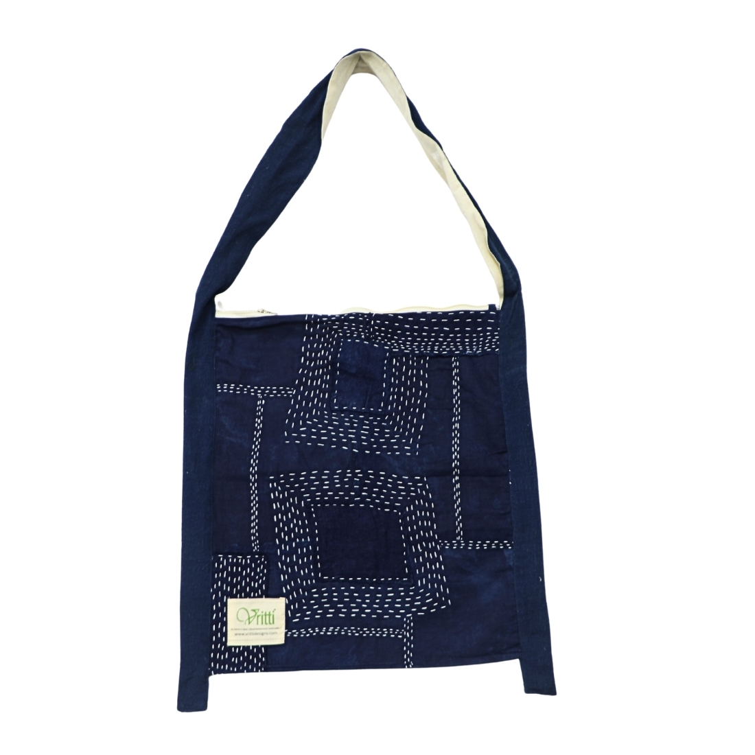 Indigo Kantha Patchwork Bag - Image 4