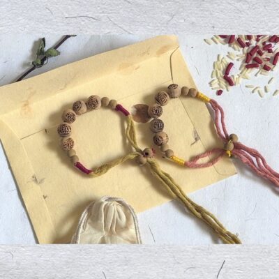 Handmade eco friendly Lumba rakhi - Radha Carved