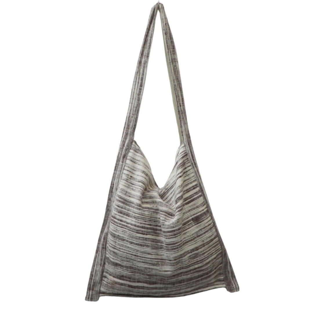 Cotton Jhola bag in Chocolate Brown Stripes