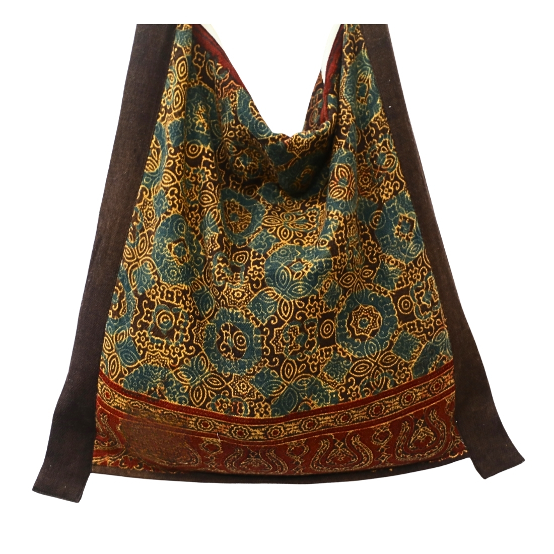 Printed Sling Bag In Hemp Cotton- Ajrakh Printed - Image 3